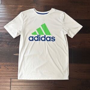 Adidas White Shirt with Blue Collar Accent